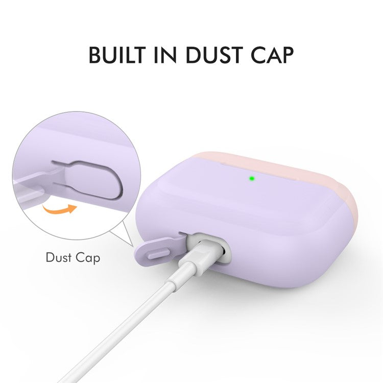 AHASTYLE PT-P2 For AirPods with Wireless Charging Case (2019) / AirPods with Charging Case (2019) / (2016) Splittable Silicone Cover - Purple+Pink