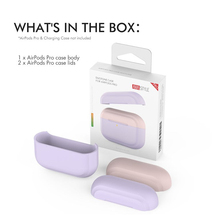 AHASTYLE PT-P2 For AirPods with Wireless Charging Case (2019) / AirPods with Charging Case (2019) / (2016) Splittable Silicone Cover - Purple+Pink