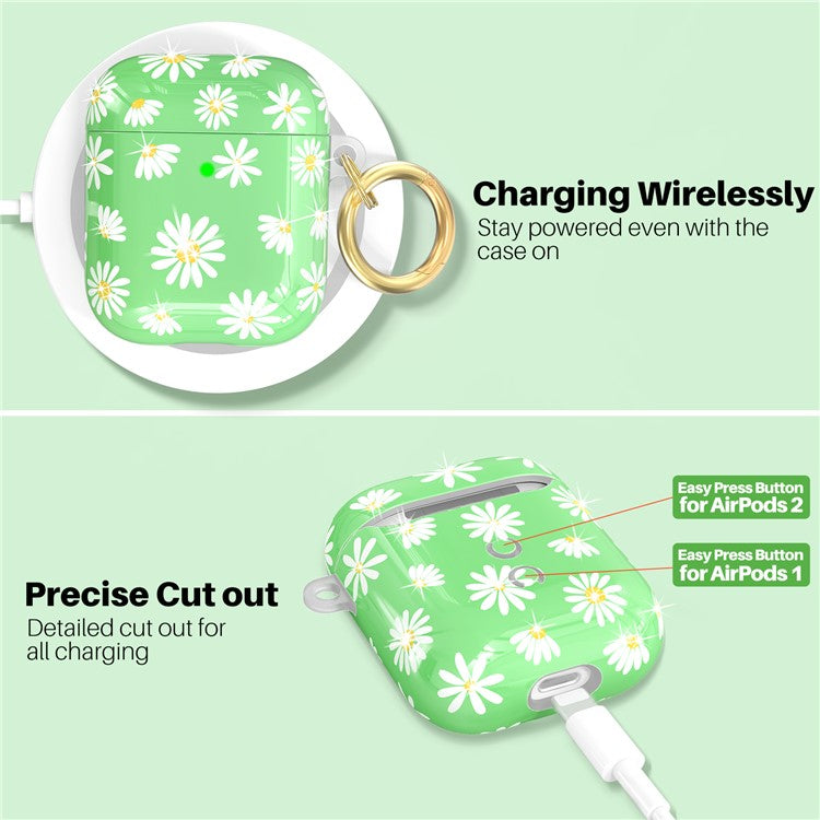 AHASTYLE PT-LC142-A-DY For AirPods with Wireless Charging Case (2019) / AirPods with Charging Case (2019) / (2016) Splittable Cover TPU Case - Green