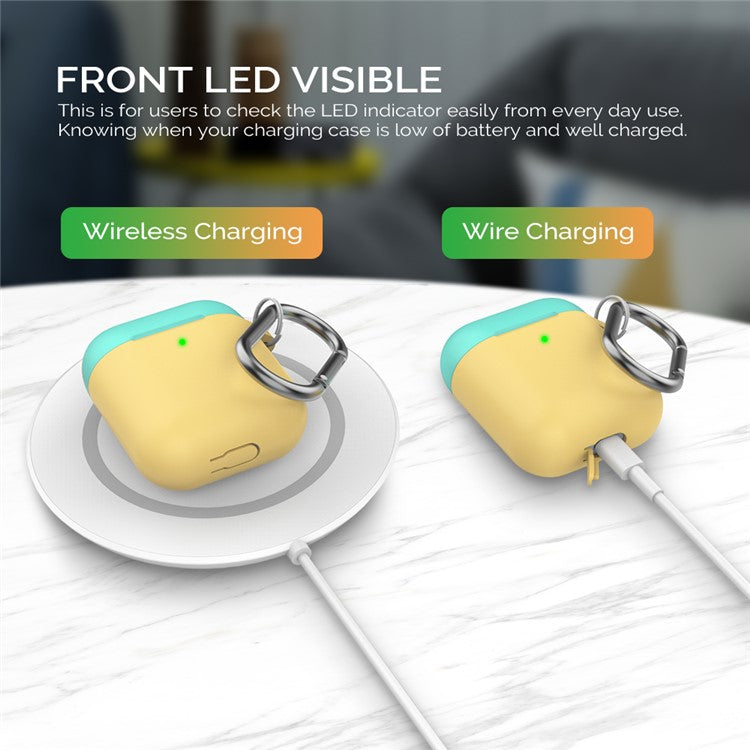 AHASTYLE PT46 For AirPods with Wireless Charging Case (2019) / AirPods with Charging Case (2019) / (2016) Silicone Cover - Lemon Yellow + Mint Green