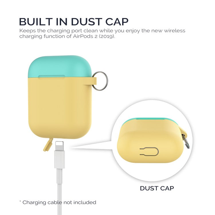 AHASTYLE PT46 For AirPods with Wireless Charging Case (2019) / AirPods with Charging Case (2019) / (2016) Silicone Cover - Lemon Yellow + Mint Green