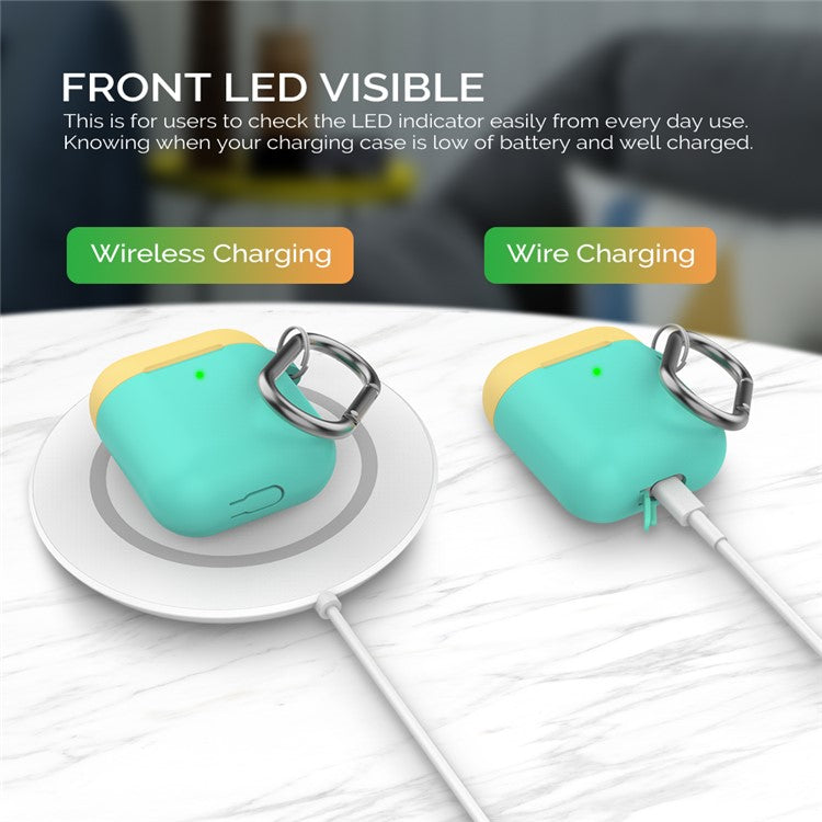 AHASTYLE PT46 For AirPods with Wireless Charging Case (2019) / AirPods with Charging Case (2019) / (2016) Silicone Cover - Mint Green + Lemon Yellow