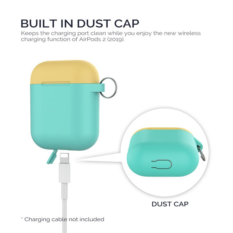 AHASTYLE PT46 For AirPods with Wireless Charging Case (2019) / AirPods with Charging Case (2019) / (2016) Silicone Cover - Mint Green + Lemon Yellow