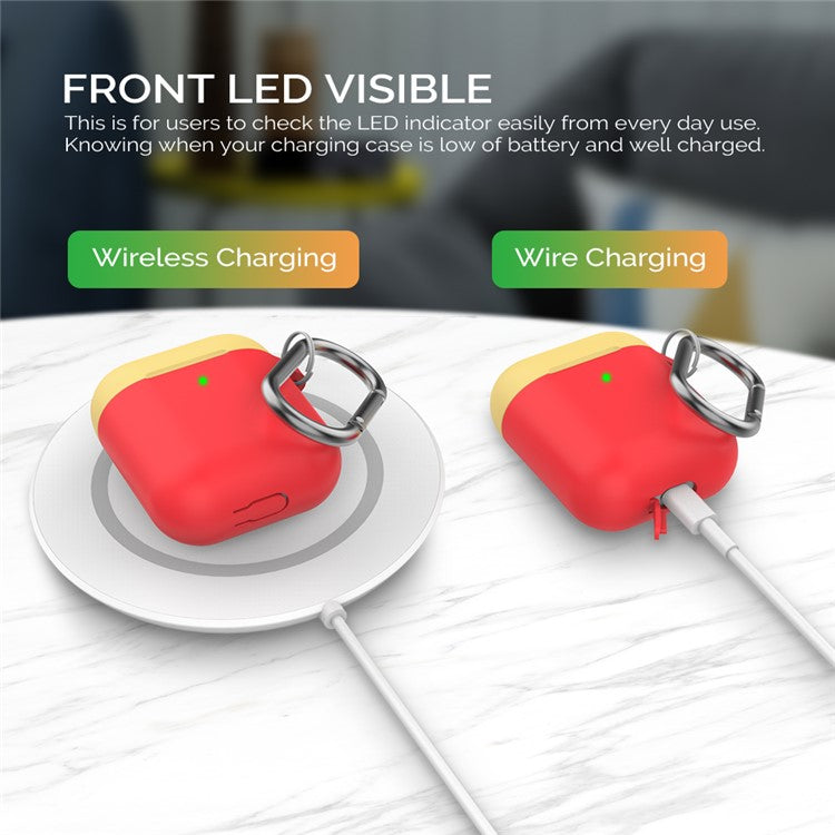 AHASTYLE PT46 For AirPods with Wireless Charging Case (2019) / AirPods with Charging Case (2019) / (2016) Silicone Cover - Red + Lemon Yellow