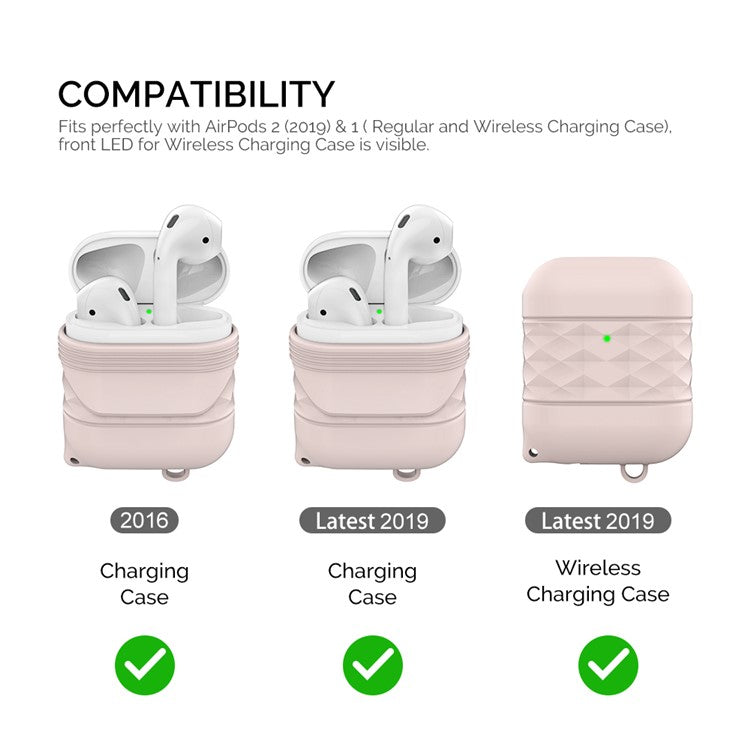 AHASTYLE PT79 For AirPods with Wireless Charging Case (2019) / AirPods with Charging Case (2019) / (2016) Anti-drop Cover Silicone Sleeve - Pink