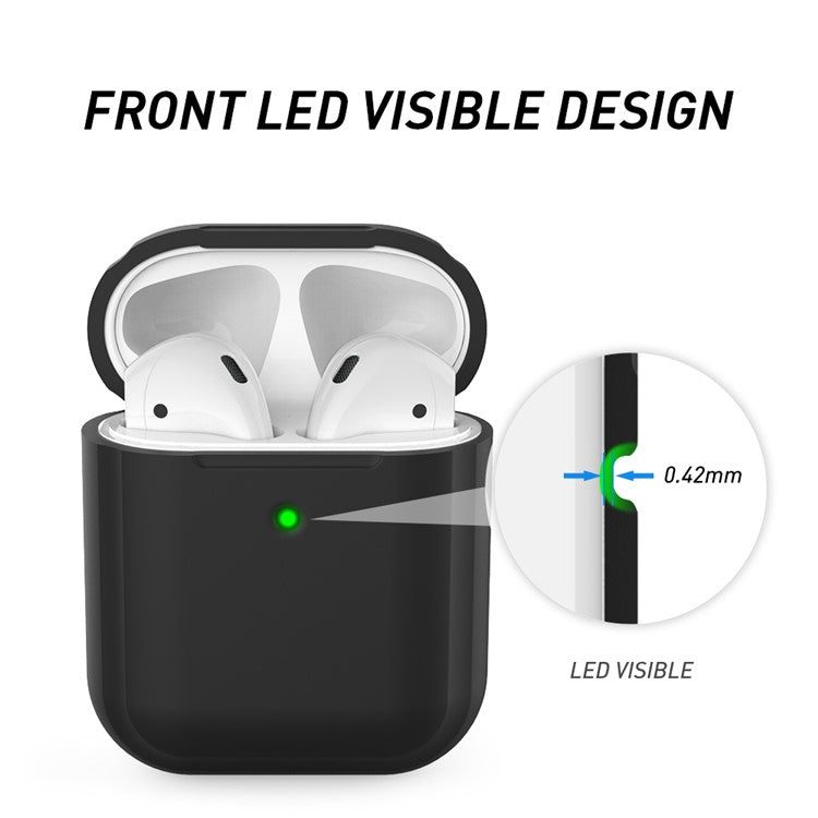 AHASTYLE PT88 Silicone Case for AirPods with Charging Case (2016) / (2019) / AirPods with Wireless Charging Case (2019) Earphone Cover - Black