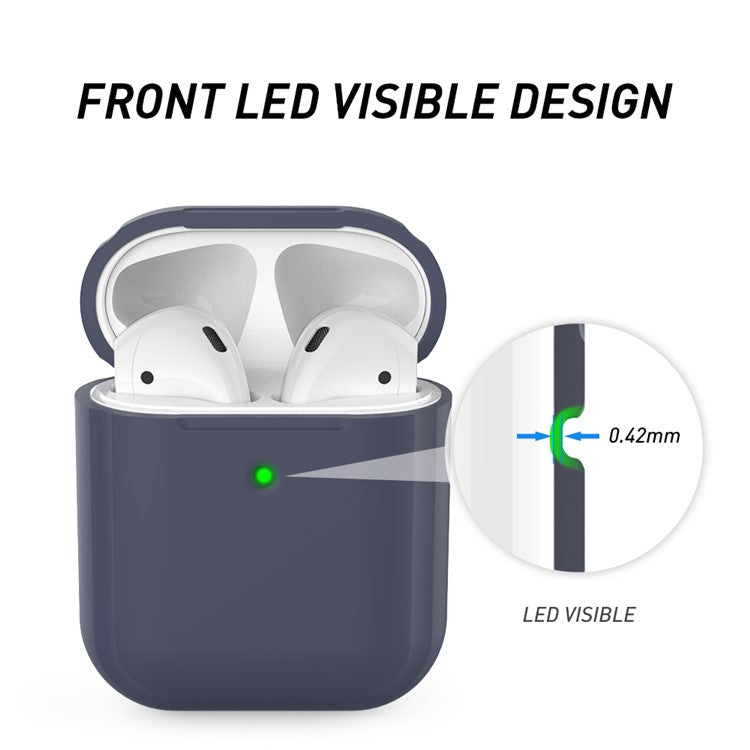 AHASTYLE PT88 Silicone Case for AirPods with Charging Case (2016) / (2019) / AirPods with Wireless Charging Case (2019) Earphone Cover - Midnight Blue