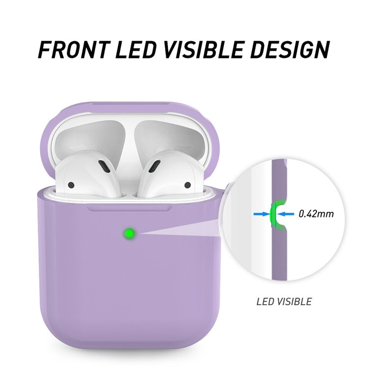 AHASTYLE PT86 Earphone Case for AirPods with Charging Case (2016) / (2019) / AirPods with Wireless Charging Case (2019) 2.0mm Silicone Cover with Carabiner - Purple