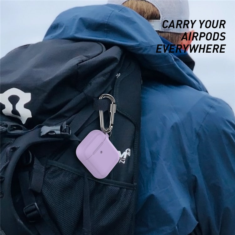 AHASTYLE PT86 Earphone Case for AirPods with Charging Case (2016) / (2019) / AirPods with Wireless Charging Case (2019) 2.0mm Silicone Cover with Carabiner - Purple