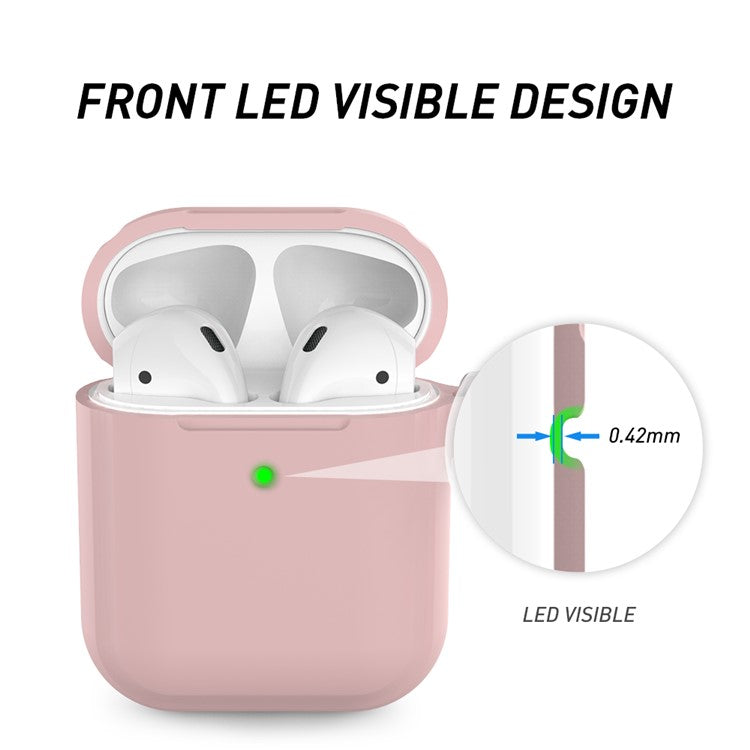 AHASTYLE PT86 Earphone Case for AirPods with Charging Case (2016) / (2019) / AirPods with Wireless Charging Case (2019) 2.0mm Silicone Cover with Carabiner - Pink