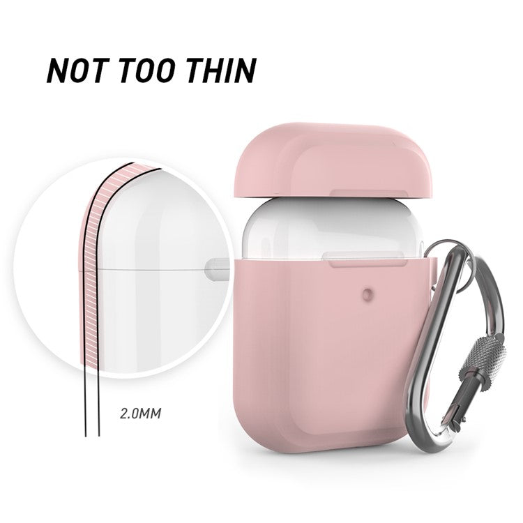 AHASTYLE PT86 Earphone Case for AirPods with Charging Case (2016) / (2019) / AirPods with Wireless Charging Case (2019) 2.0mm Silicone Cover with Carabiner - Pink