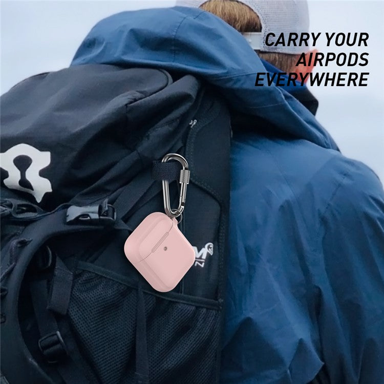 AHASTYLE PT86 Earphone Case for AirPods with Charging Case (2016) / (2019) / AirPods with Wireless Charging Case (2019) 2.0mm Silicone Cover with Carabiner - Pink