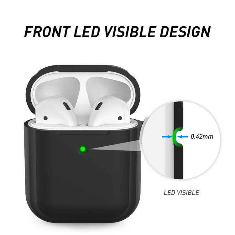 AHASTYLE PT86 Earphone Case for AirPods with Charging Case (2016) / (2019) / AirPods with Wireless Charging Case (2019) 2.0mm Silicone Cover with Carabiner - Black