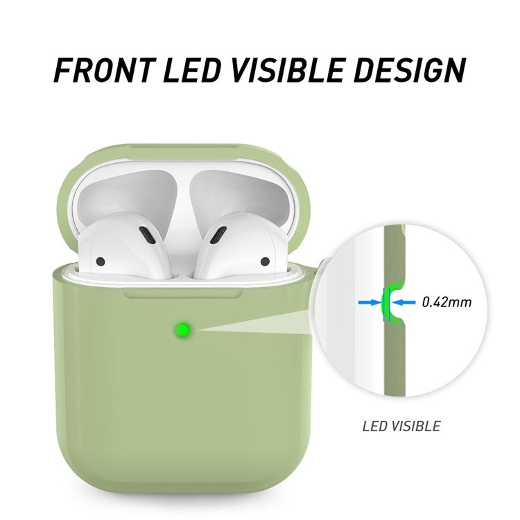 AHASTYLE PT86 Earphone Case for AirPods with Charging Case (2016) / (2019) / AirPods with Wireless Charging Case (2019) 2.0mm Silicone Cover with Carabiner - Green