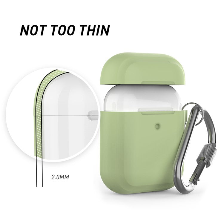 AHASTYLE PT86 Earphone Case for AirPods with Charging Case (2016) / (2019) / AirPods with Wireless Charging Case (2019) 2.0mm Silicone Cover with Carabiner - Green