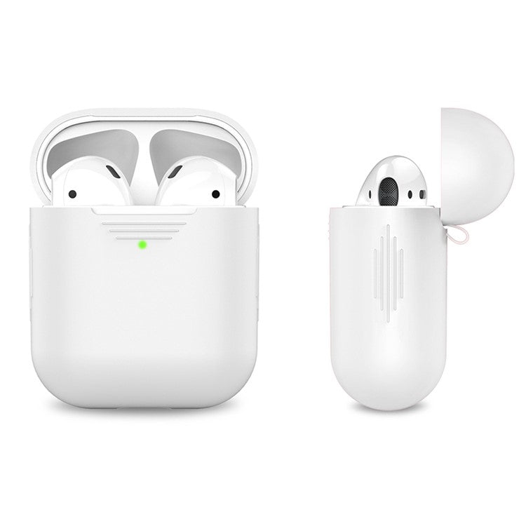 AHASTYLE PT02-3 Silicone Case for AirPods with Charging Case (2016) / (2019) / AirPods with Wireless Charging Case (2019) Bluetooth Earbud Cover - White