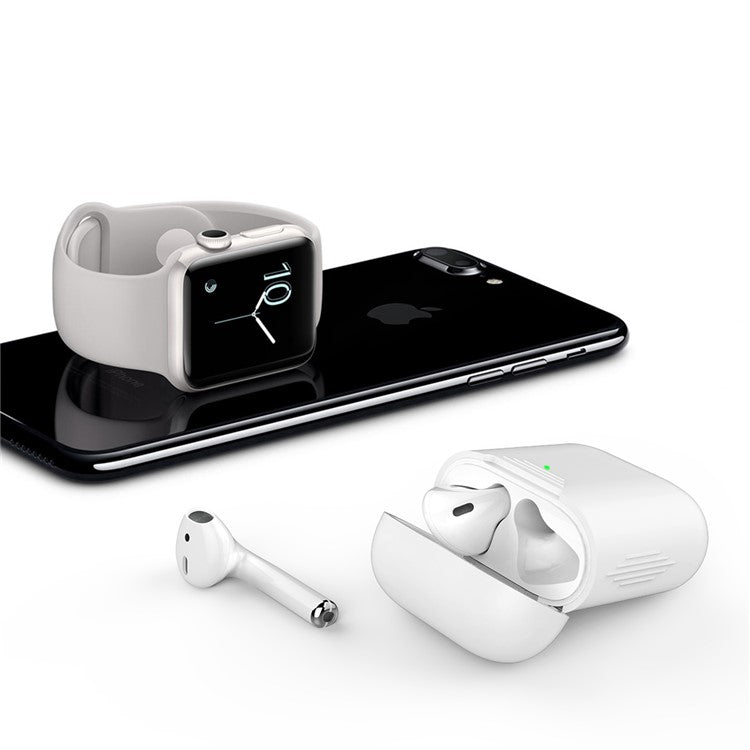 AHASTYLE PT02-3 Silicone Case for AirPods with Charging Case (2016) / (2019) / AirPods with Wireless Charging Case (2019) Bluetooth Earbud Cover - White