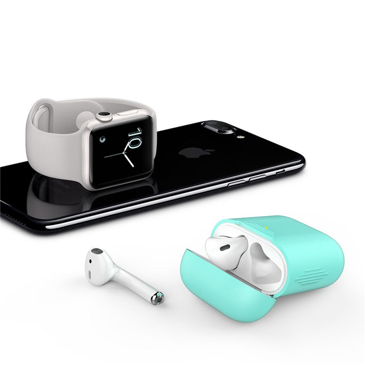 AHASTYLE PT02-3 Silicone Case for AirPods with Charging Case (2016) / (2019) / AirPods with Wireless Charging Case (2019) Bluetooth Earbud Cover - Mint Green