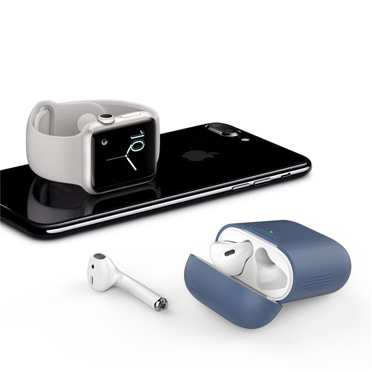 AHASTYLE PT02-3 Silicone Case for AirPods with Charging Case (2016) / (2019) / AirPods with Wireless Charging Case (2019) Bluetooth Earbud Cover - Sapphire