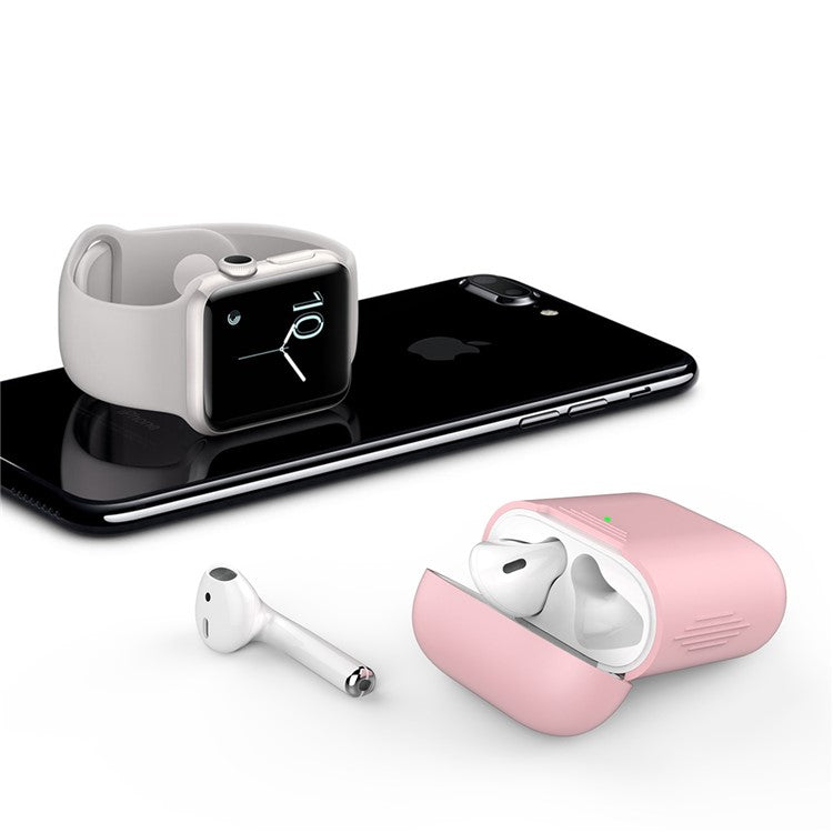 AHASTYLE PT02-3 Silicone Case for AirPods with Charging Case (2016) / (2019) / AirPods with Wireless Charging Case (2019) Bluetooth Earbud Cover - Pink