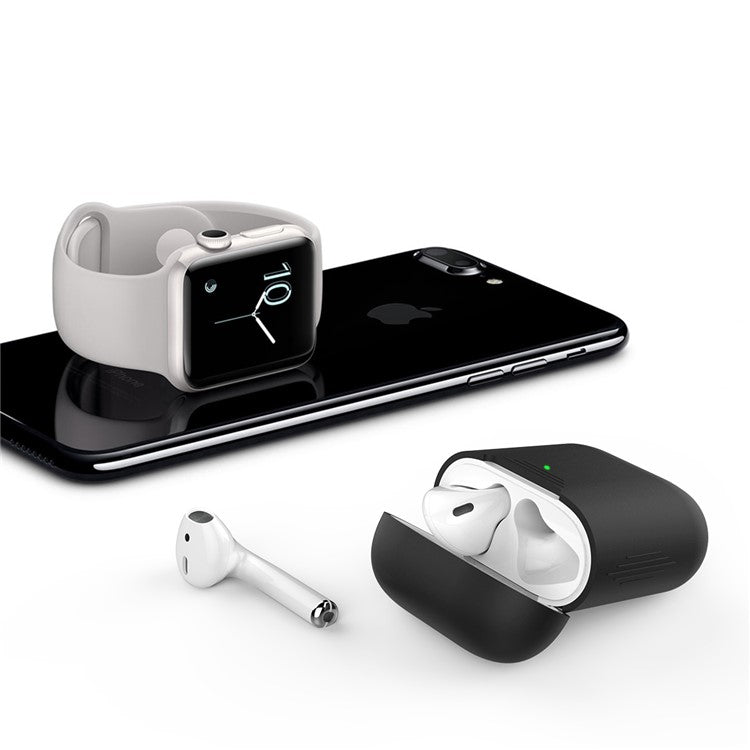 AHASTYLE PT02-3 Silicone Case for AirPods with Charging Case (2016) / (2019) / AirPods with Wireless Charging Case (2019) Bluetooth Earbud Cover - Black