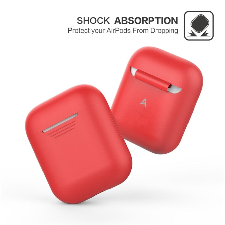 AHASTYLE PT02-3 Silicone Case for AirPods with Charging Case (2016) / (2019) / AirPods with Wireless Charging Case (2019) Bluetooth Earbud Cover - Red