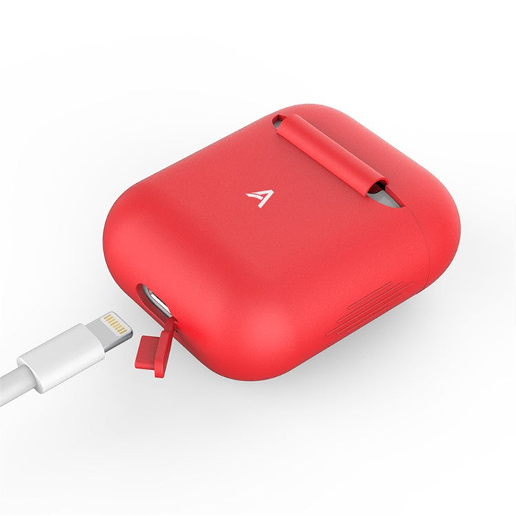 AHASTYLE PT02-3 Silicone Case for AirPods with Charging Case (2016) / (2019) / AirPods with Wireless Charging Case (2019) Bluetooth Earbud Cover - Red