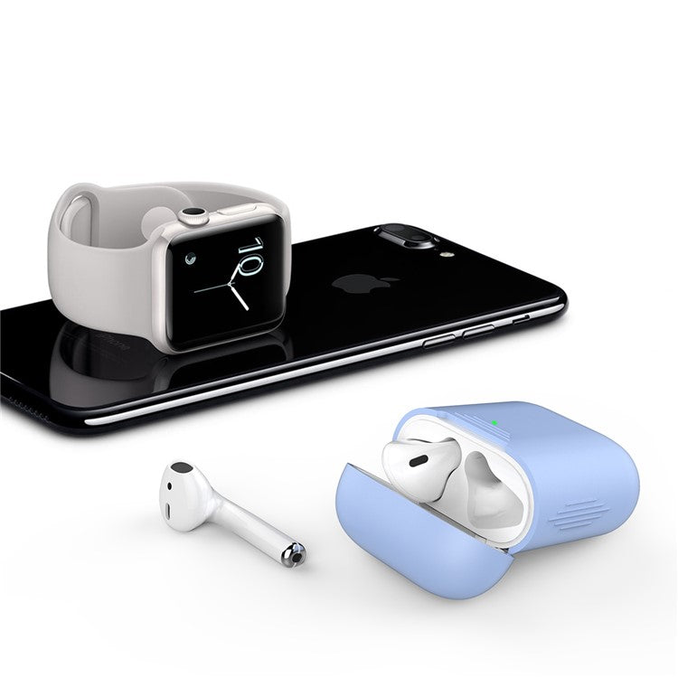 AHASTYLE PT02-3 Silicone Case for AirPods with Charging Case (2016) / (2019) / AirPods with Wireless Charging Case (2019) Bluetooth Earbud Cover - Sky Blue