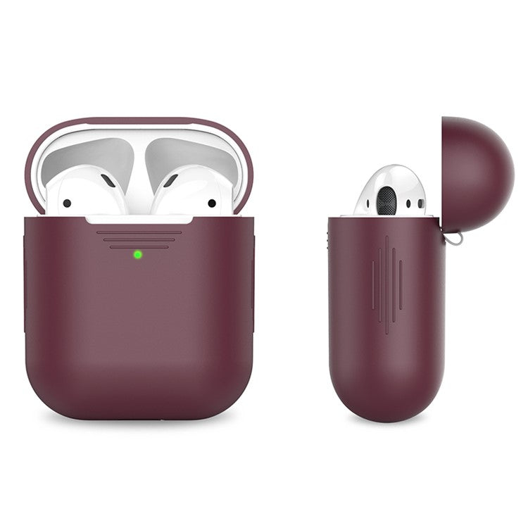 AHASTYLE PT02-3 Silicone Case for AirPods with Charging Case (2016) / (2019) / AirPods with Wireless Charging Case (2019) Bluetooth Earbud Cover - Wine Red