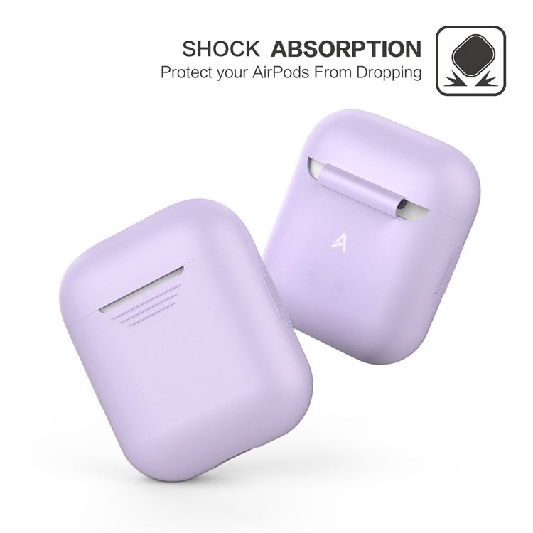 AHASTYLE PT02-3 Silicone Case for AirPods with Charging Case (2016) / (2019) / AirPods with Wireless Charging Case (2019) Bluetooth Earbud Cover - Purple