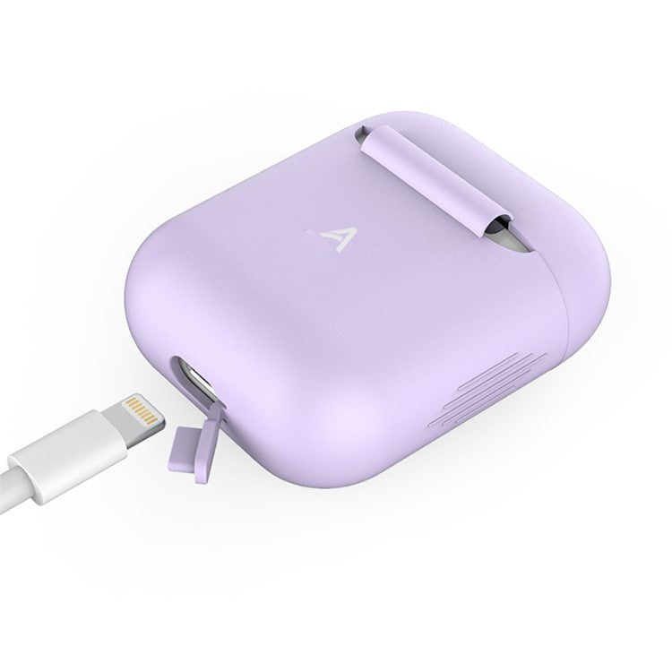 AHASTYLE PT02-3 Silicone Case for AirPods with Charging Case (2016) / (2019) / AirPods with Wireless Charging Case (2019) Bluetooth Earbud Cover - Purple