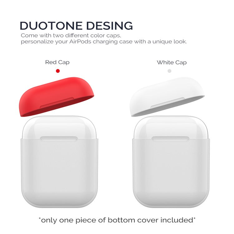 AHASTYLE PT38 Earphone Case for AirPods with Charging Case (2016) / (2019) / AirPods with Wireless Charging Case (2019) Earbud Silicone Cover - White+Red