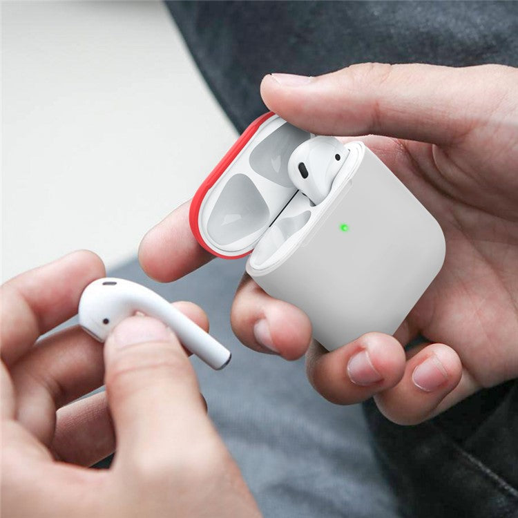 AHASTYLE PT38 Earphone Case for AirPods with Charging Case (2016) / (2019) / AirPods with Wireless Charging Case (2019) Earbud Silicone Cover - White+Red