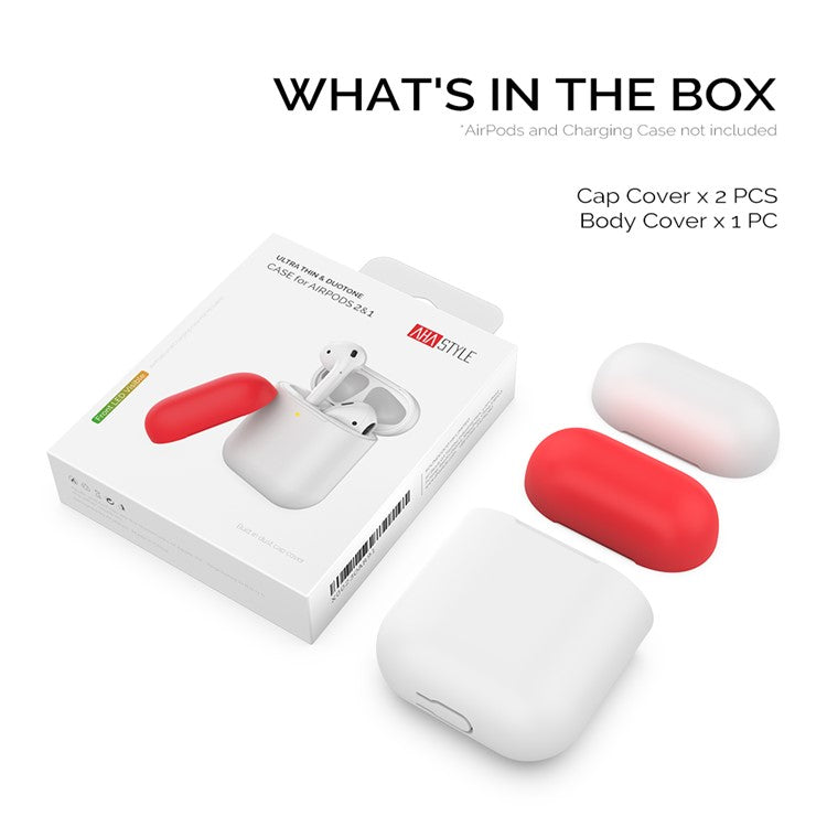 AHASTYLE PT38 Earphone Case for AirPods with Charging Case (2016) / (2019) / AirPods with Wireless Charging Case (2019) Earbud Silicone Cover - White+Red