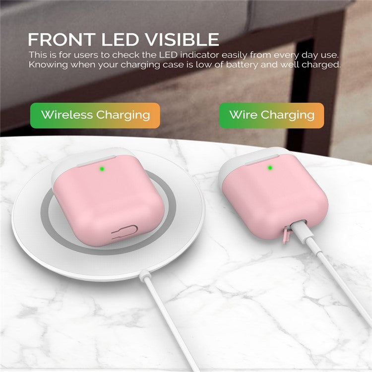 AHASTYLE PT38 Earphone Case for AirPods with Charging Case (2016) / (2019) / AirPods with Wireless Charging Case (2019) Earbud Silicone Cover - Pink+White