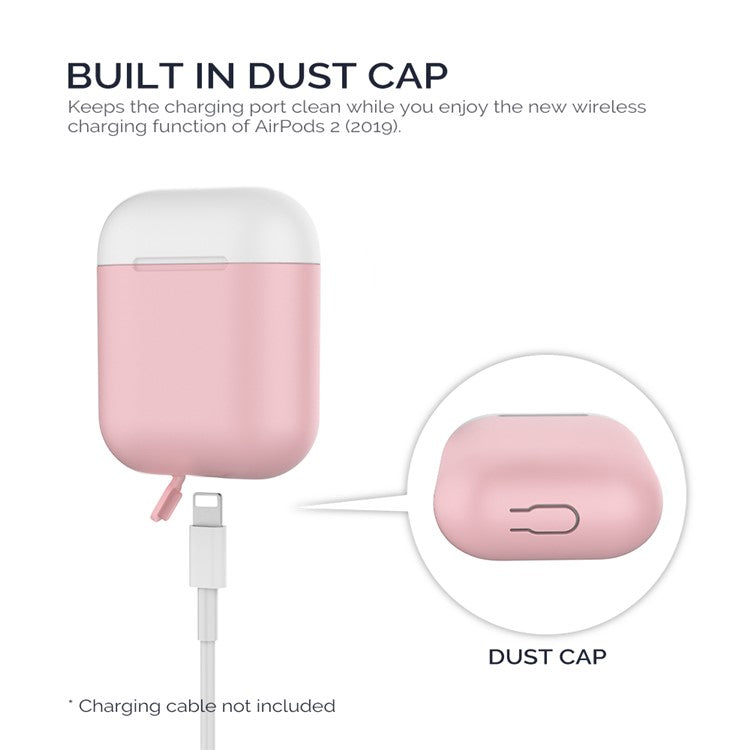 AHASTYLE PT38 Earphone Case for AirPods with Charging Case (2016) / (2019) / AirPods with Wireless Charging Case (2019) Earbud Silicone Cover - Pink+White