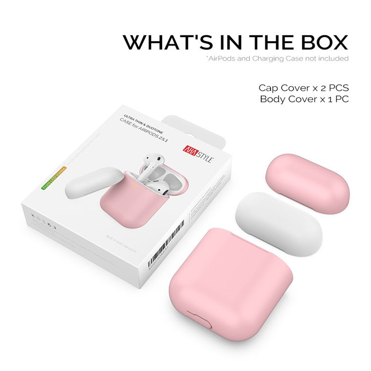 AHASTYLE PT38 Earphone Case for AirPods with Charging Case (2016) / (2019) / AirPods with Wireless Charging Case (2019) Earbud Silicone Cover - Pink+White