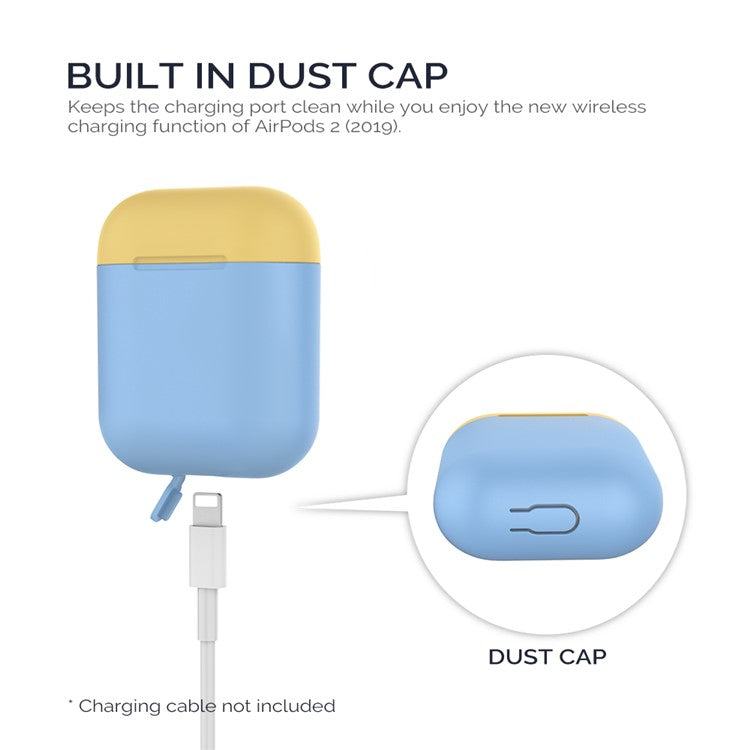 AHASTYLE PT38 Earphone Case for AirPods with Charging Case (2016) / (2019) / AirPods with Wireless Charging Case (2019) Earbud Silicone Cover - Blue+Yellow