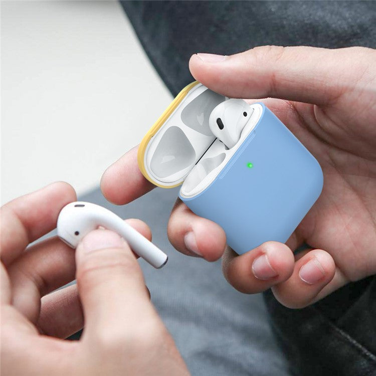 AHASTYLE PT38 Earphone Case for AirPods with Charging Case (2016) / (2019) / AirPods with Wireless Charging Case (2019) Earbud Silicone Cover - Blue+Yellow