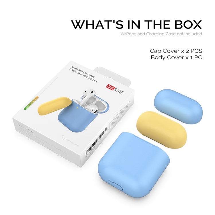 AHASTYLE PT38 Earphone Case for AirPods with Charging Case (2016) / (2019) / AirPods with Wireless Charging Case (2019) Earbud Silicone Cover - Blue+Yellow