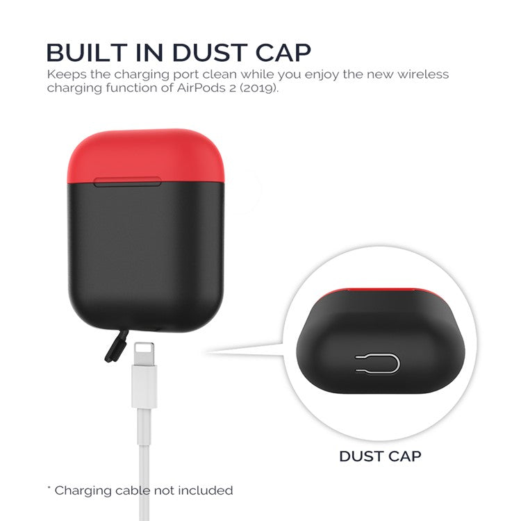 AHASTYLE PT38 Earphone Case for AirPods with Charging Case (2016) / (2019) / AirPods with Wireless Charging Case (2019) Earbud Silicone Cover - Black+Red