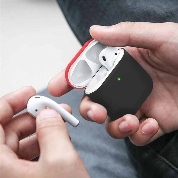 AHASTYLE PT38 Earphone Case for AirPods with Charging Case (2016) / (2019) / AirPods with Wireless Charging Case (2019) Earbud Silicone Cover - Black+Red