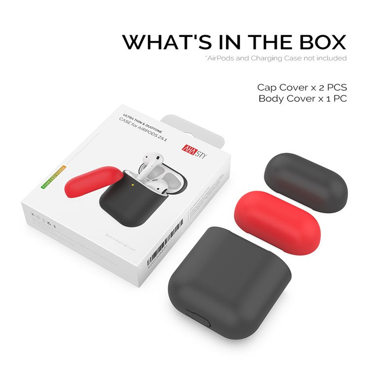 AHASTYLE PT38 Earphone Case for AirPods with Charging Case (2016) / (2019) / AirPods with Wireless Charging Case (2019) Earbud Silicone Cover - Black+Red