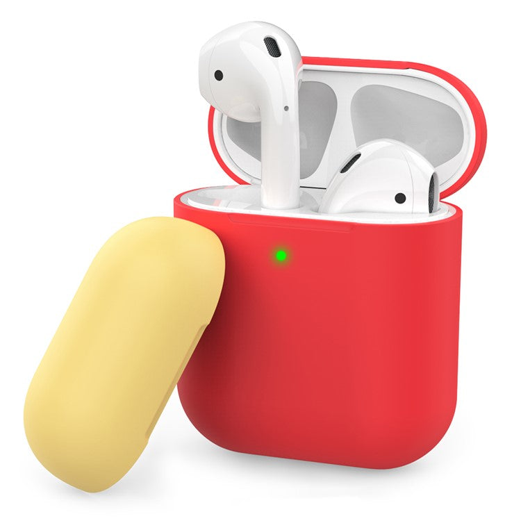 AHASTYLE PT38 Earphone Case for AirPods with Charging Case (2016) / (2019) / AirPods with Wireless Charging Case (2019) Earbud Silicone Cover - Red+Yellow