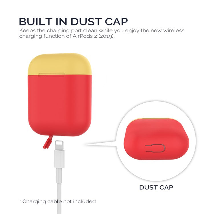 AHASTYLE PT38 Earphone Case for AirPods with Charging Case (2016) / (2019) / AirPods with Wireless Charging Case (2019) Earbud Silicone Cover - Red+Yellow