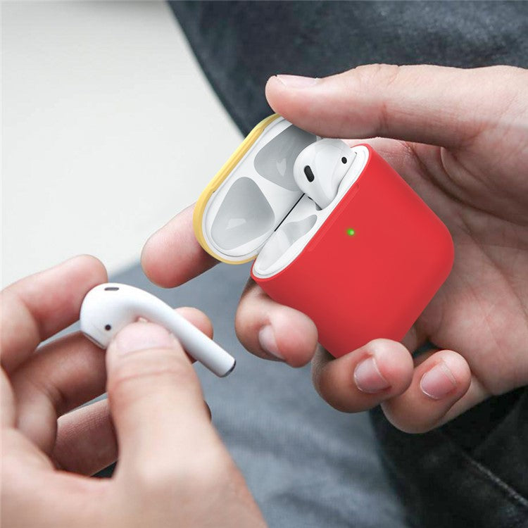 AHASTYLE PT38 Earphone Case for AirPods with Charging Case (2016) / (2019) / AirPods with Wireless Charging Case (2019) Earbud Silicone Cover - Red+Yellow