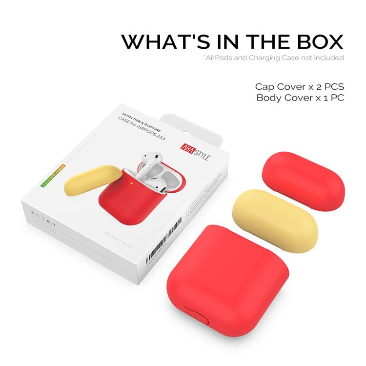 AHASTYLE PT38 Earphone Case for AirPods with Charging Case (2016) / (2019) / AirPods with Wireless Charging Case (2019) Earbud Silicone Cover - Red+Yellow