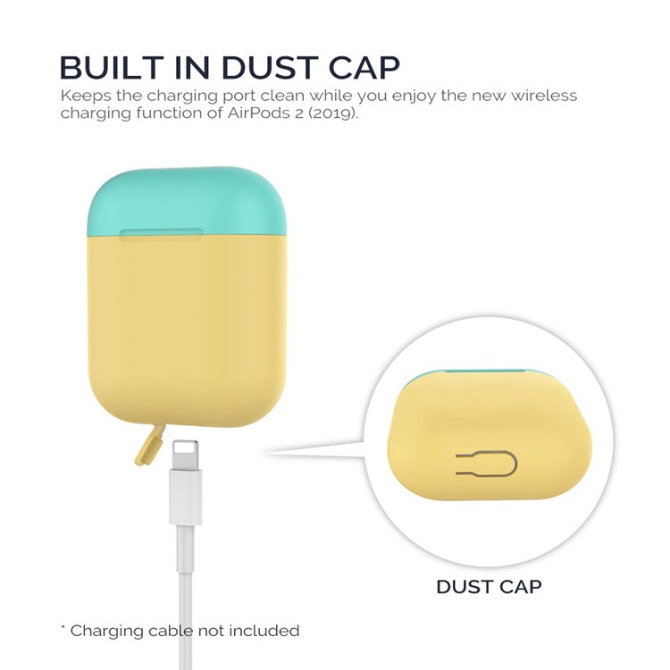 AHASTYLE PT38 Earphone Case for AirPods with Charging Case (2016) / (2019) / AirPods with Wireless Charging Case (2019) Earbud Silicone Cover - Yellow+Green