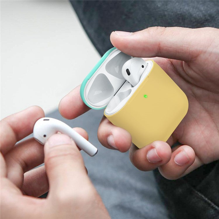 AHASTYLE PT38 Earphone Case for AirPods with Charging Case (2016) / (2019) / AirPods with Wireless Charging Case (2019) Earbud Silicone Cover - Yellow+Green