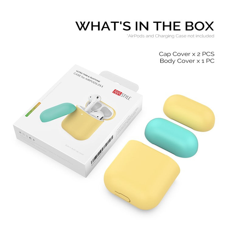 AHASTYLE PT38 Earphone Case for AirPods with Charging Case (2016) / (2019) / AirPods with Wireless Charging Case (2019) Earbud Silicone Cover - Yellow+Green